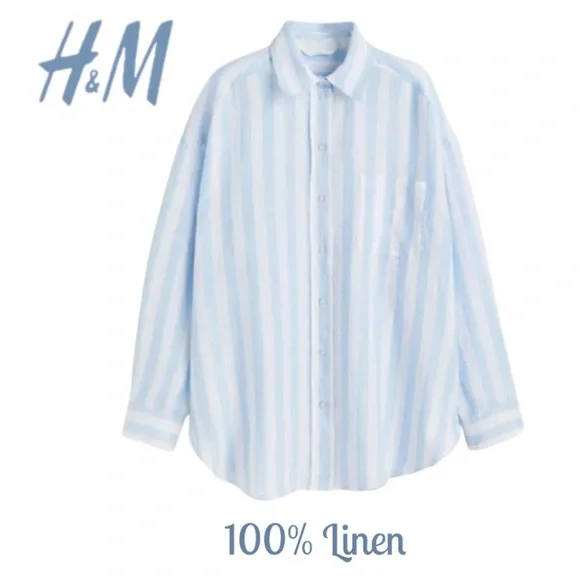 XXL Gorgeous H&M Shirt, 100% Linen, Oversized, NWT - Picture 3 of 17